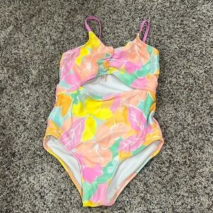Girls one piece swim suit with rash guard size L 10/12